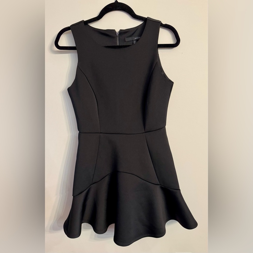 NWOT Harve Benard Black Sleeveless Mini Scuba Dress with Flounce Bottom